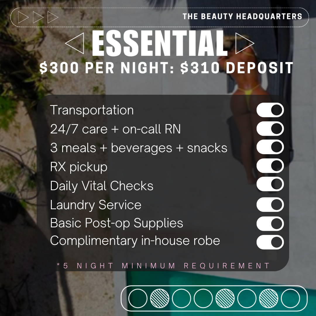 $300/Night Essential Package: $310 Deposit To Reserve